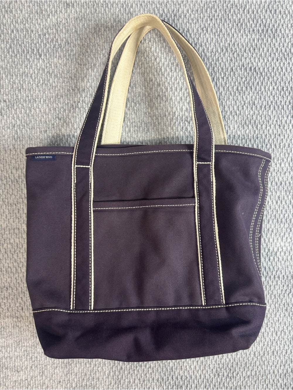 Lands End Boat Tote Canvas Navy / Cream